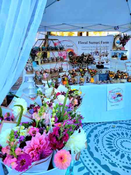 Bouquets at the Floral Sunset Farm Booth