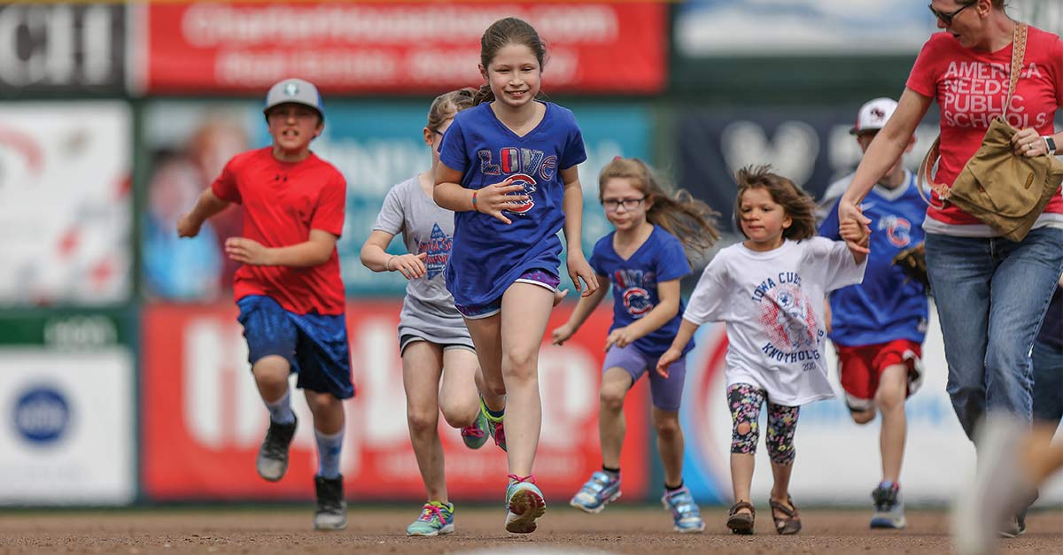 Kids at Iowa Cubs game