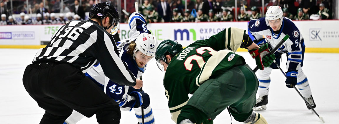 Iowa Wild hockey players on the ice