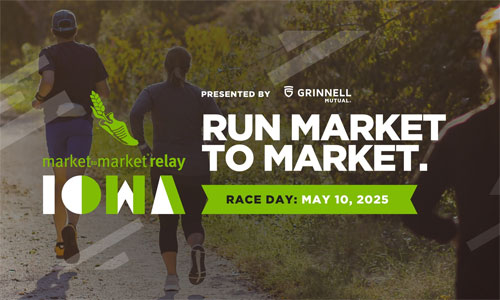 Market to Market Relay runners racing across Iowa