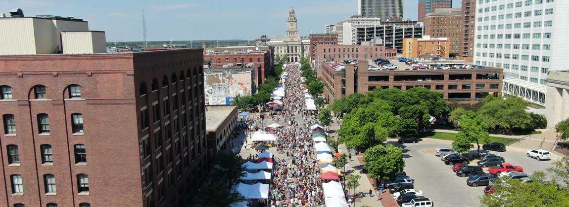 aerial view of the Downtown Farmers' Market