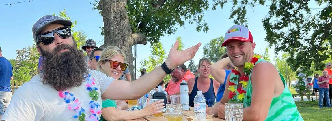 friends outdoors at Des Moines Biergarten