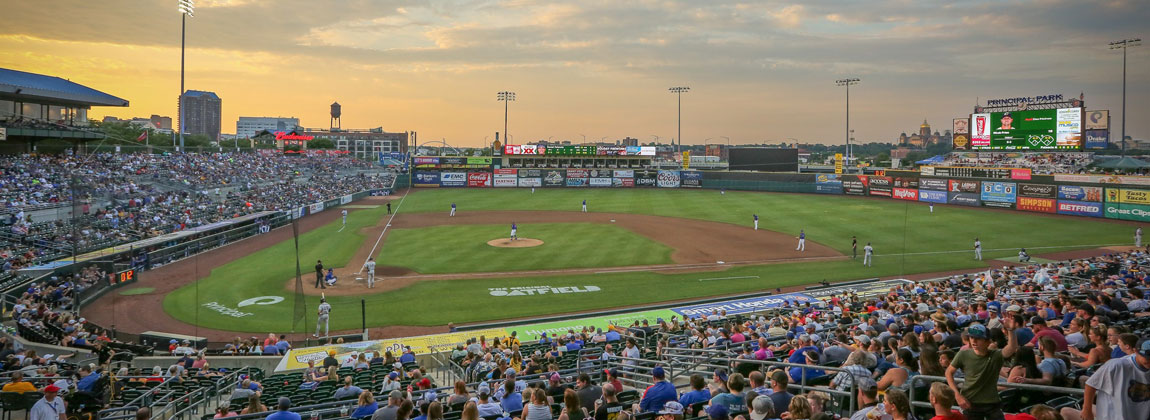 view of Principal Park during an Iowa Cubs game