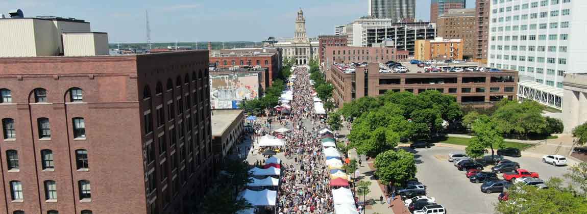 aerial of the Downtown Farmers' Market