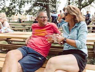 two people at Des Moines Biergarten