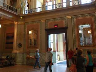 people looking at the Hall of Laureates