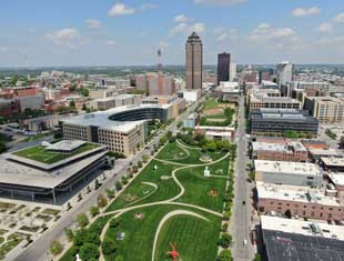aerial of the John & Mary Pappajohn Sculpture Park