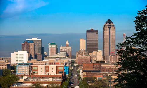 Downtown Des Moines skyline from the Capitol