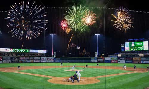 fireworks after an Iowa Cubs game