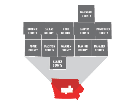 Graphic of 12 counties in the region
