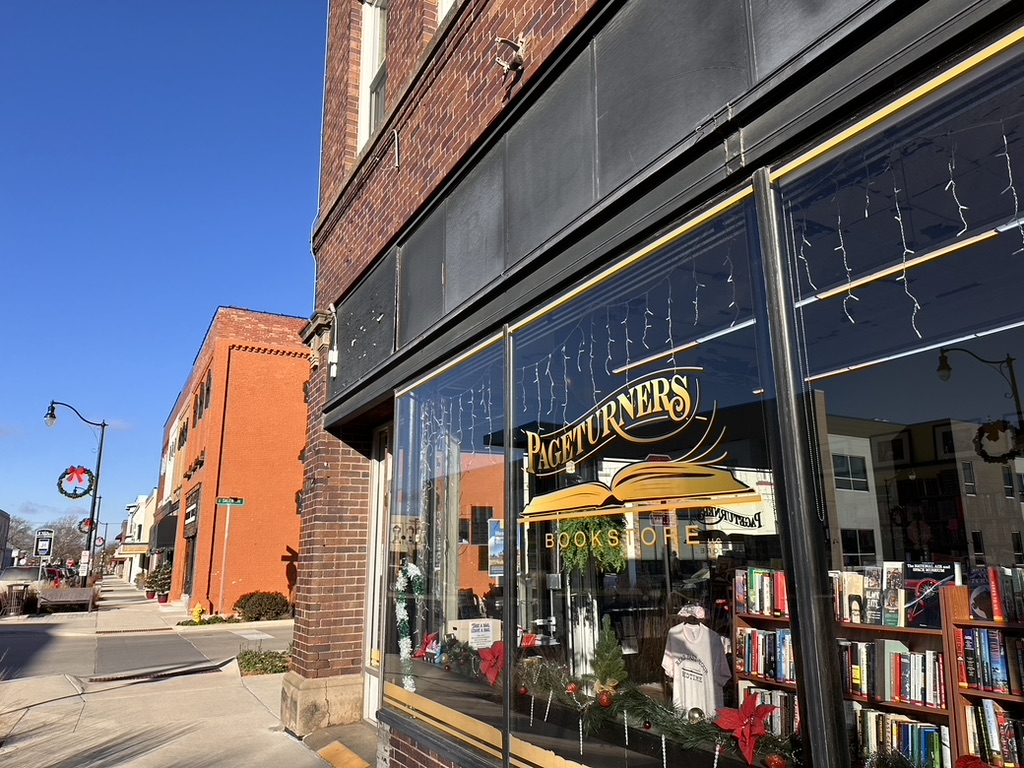Pageturners Bookstore Window Front in Indianola