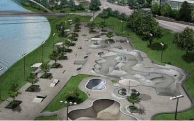 Lauridsen Skatepark aerial view of Lauridsen Skatepark