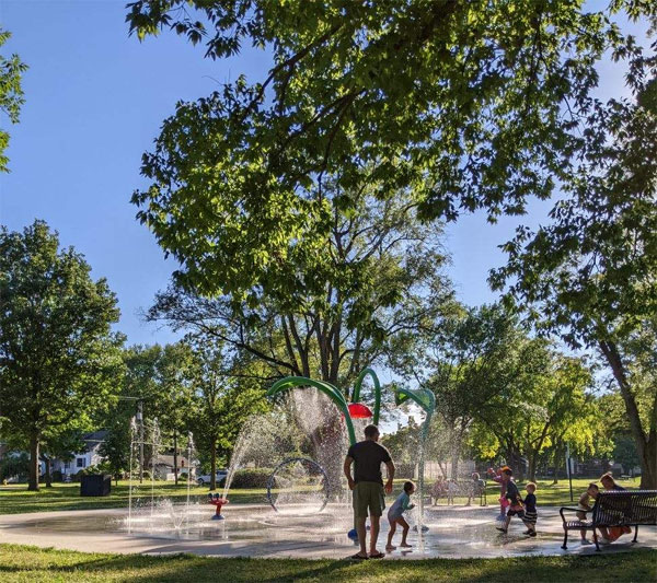 American Legion Splash Pad family at splash pad