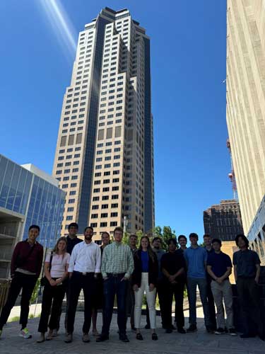 group photo in front of building