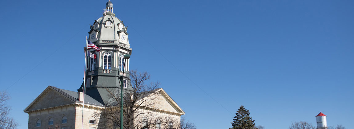town square in Winterset, Iowa