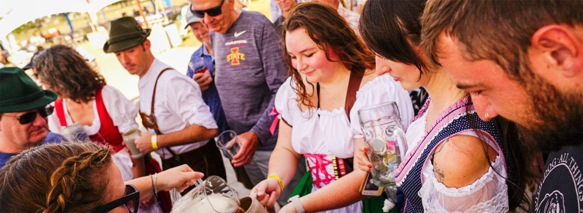 people celebrating at Oktoberfest