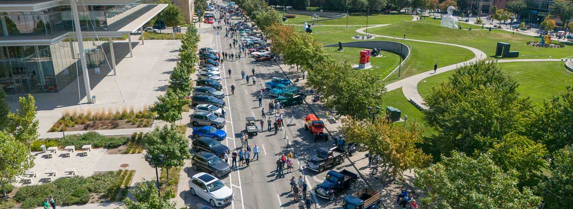 cars lined up near Western Gateway Park