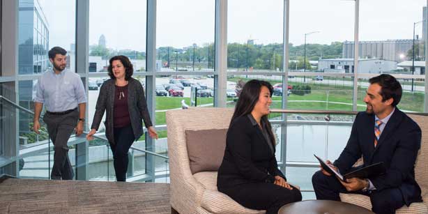 employees in an office building