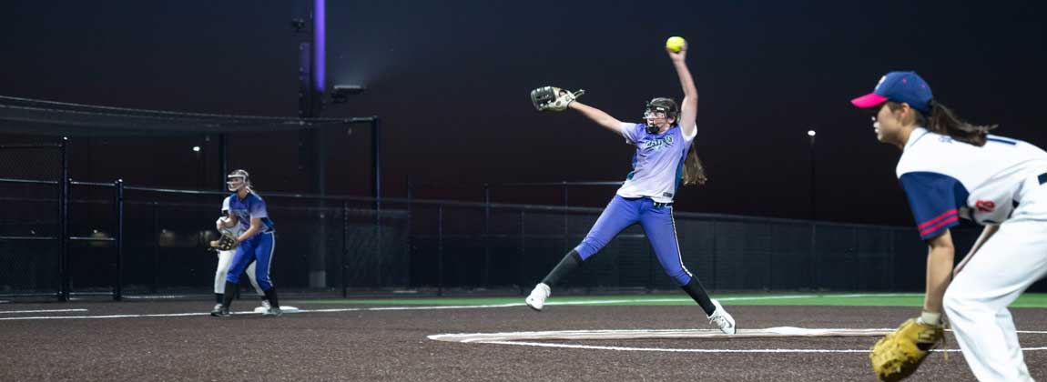 playing softball under the lights