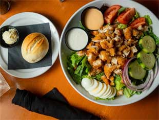 Pecan Crusted Chicken Salad and roll