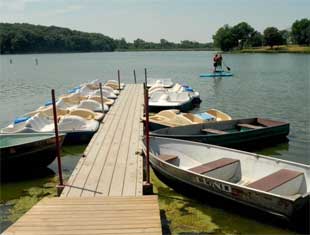 boats and dock at Lake Ahquabi