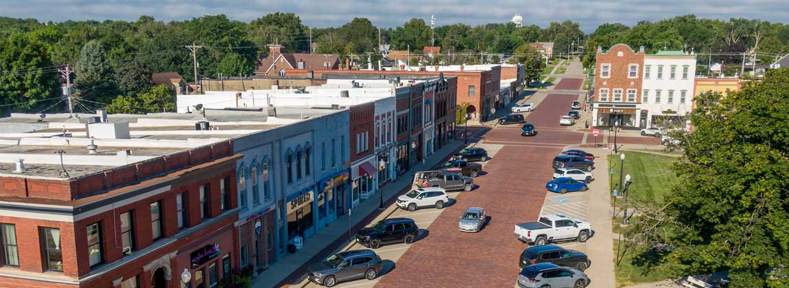 a main street in Adel, Iowa