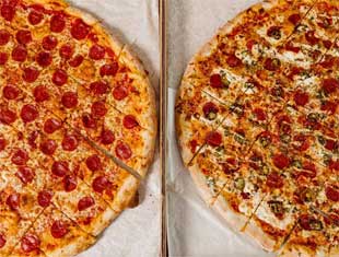 two pizzas