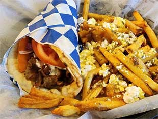 a gyro and fries