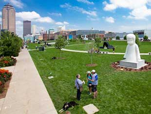 people enjoying the sculpture park