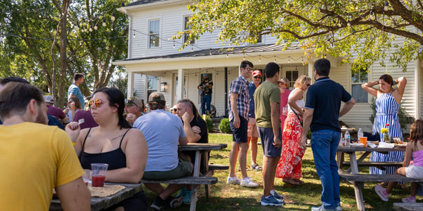 people at a BBQ