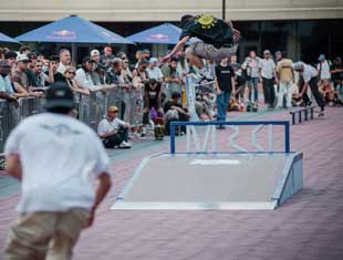 skateboarders in Downtown Des Moines