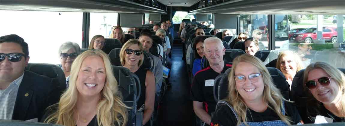 people riding a bus