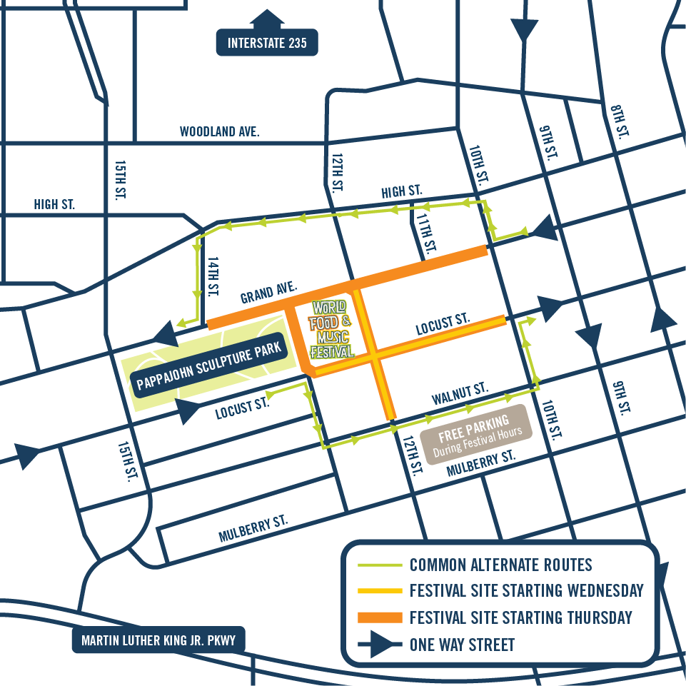 A map showing which streets will be closed